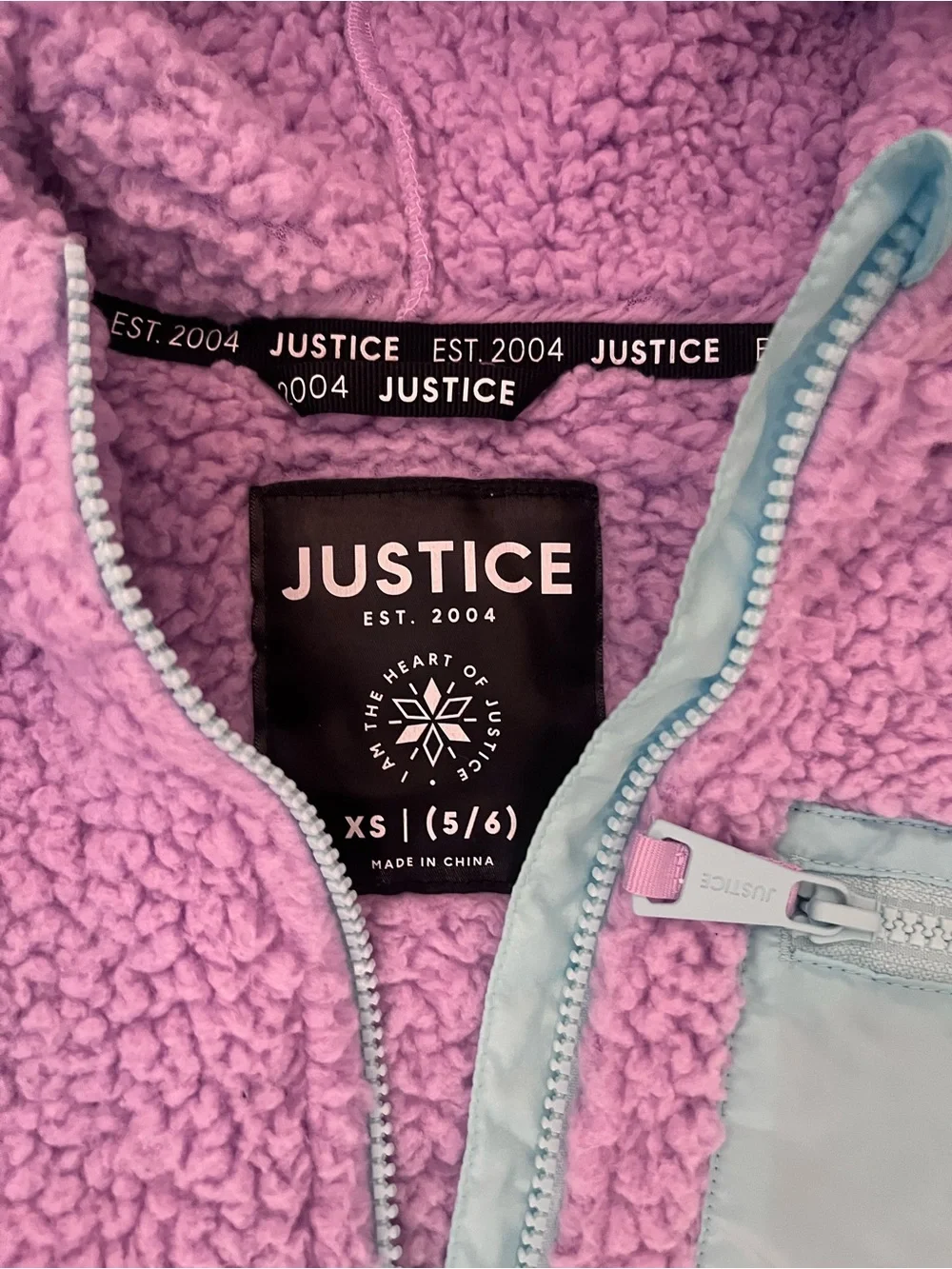 JUSTICE girls pastel color block Sherpa jacket